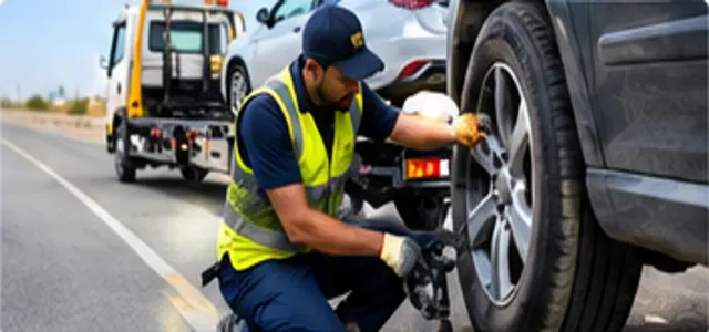 المساعدة على الطريق في الخبر — سحب ونقل المركبات